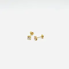 TIANA JOYAS - Aro con Circón Solitario de 4mm en Oro 18k