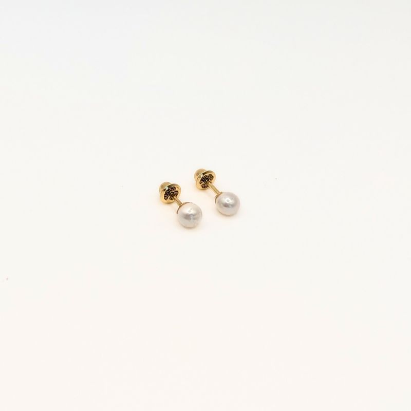 TIANA JOYAS - Arito Perla Abridor Recién Nacido Perla de 3mm o 4mm en Oro 18K