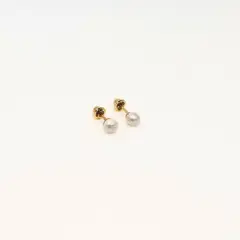TIANA JOYAS - Arito Perla Abridor Recién Nacido Perla de 3mm o 4mm en Oro 18K