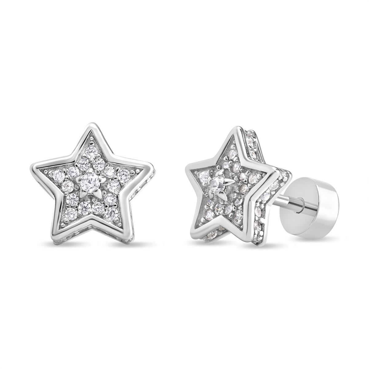 TIANA JOYAS - Aro Estrella Plata Poste con Tornillo y Circones Joya Niña