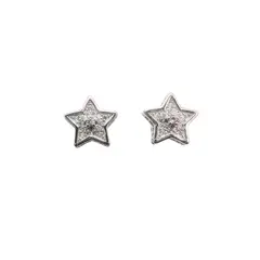 TIANA JOYAS - Aro Estrella Plata Poste con Tornillo y Circones Transparentes