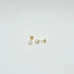 TIANA JOYAS - Aro de Perla Cultivada de 4mm 5mm o 6mm en Oro 18k