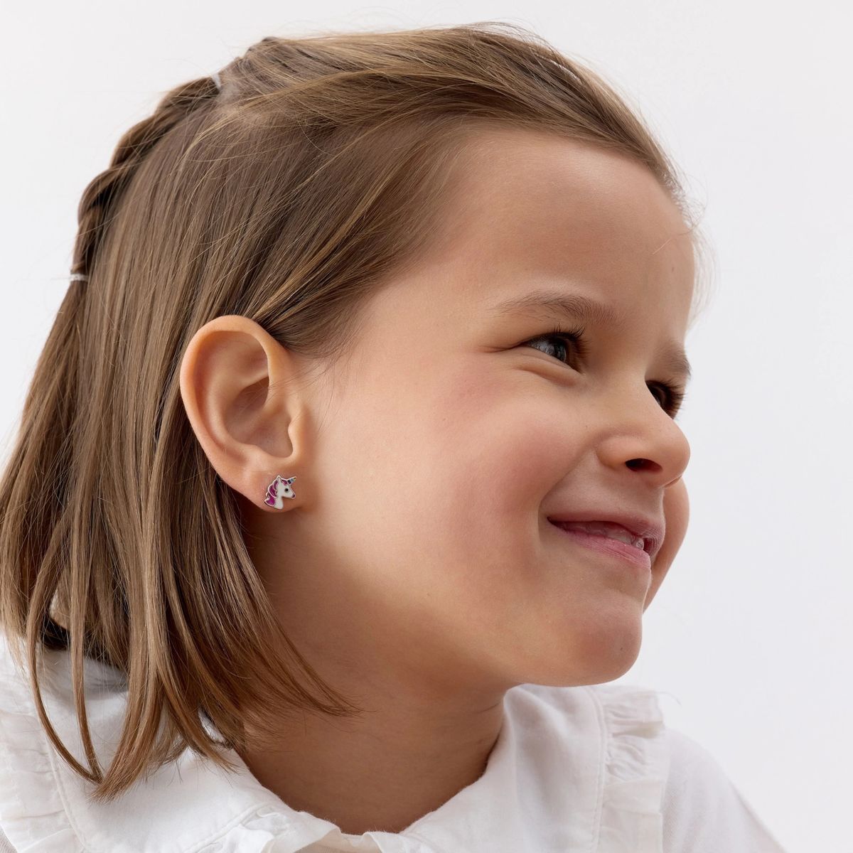 TIANA JOYAS - Aro de Unicornio con esmaltes de Plata 925 Arito Niña Joya Infantil