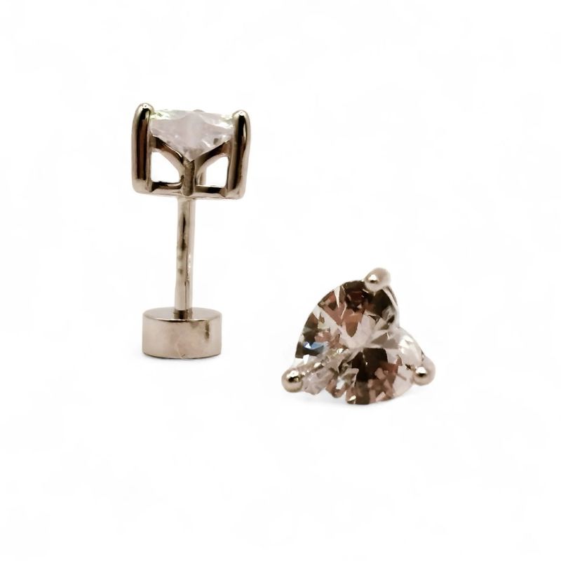 TIANA JOYAS - Aro de Corazón con Circón Transparente de Plata 925