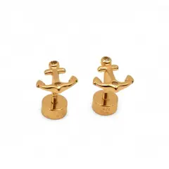 TIANA JOYAS - Aro de Ancla con Circones de Plata 925 enchapada en Oro 18k
