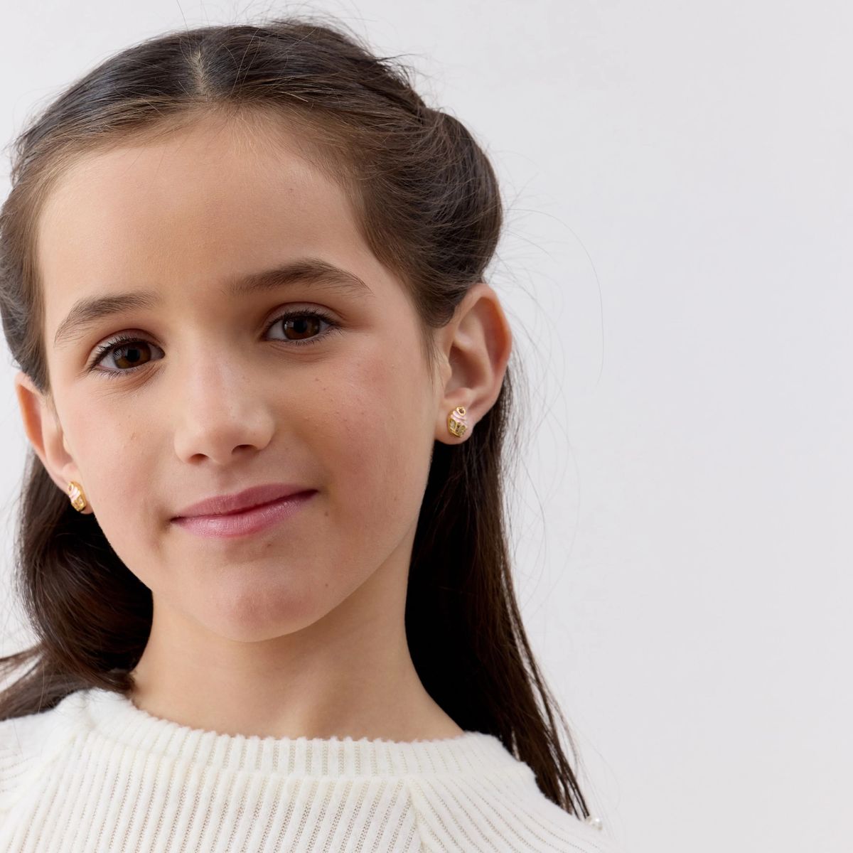 TIANA JOYAS - Aro de Cupcake con Esmalte y Circones en Plata 925 y baño en Oro 18k