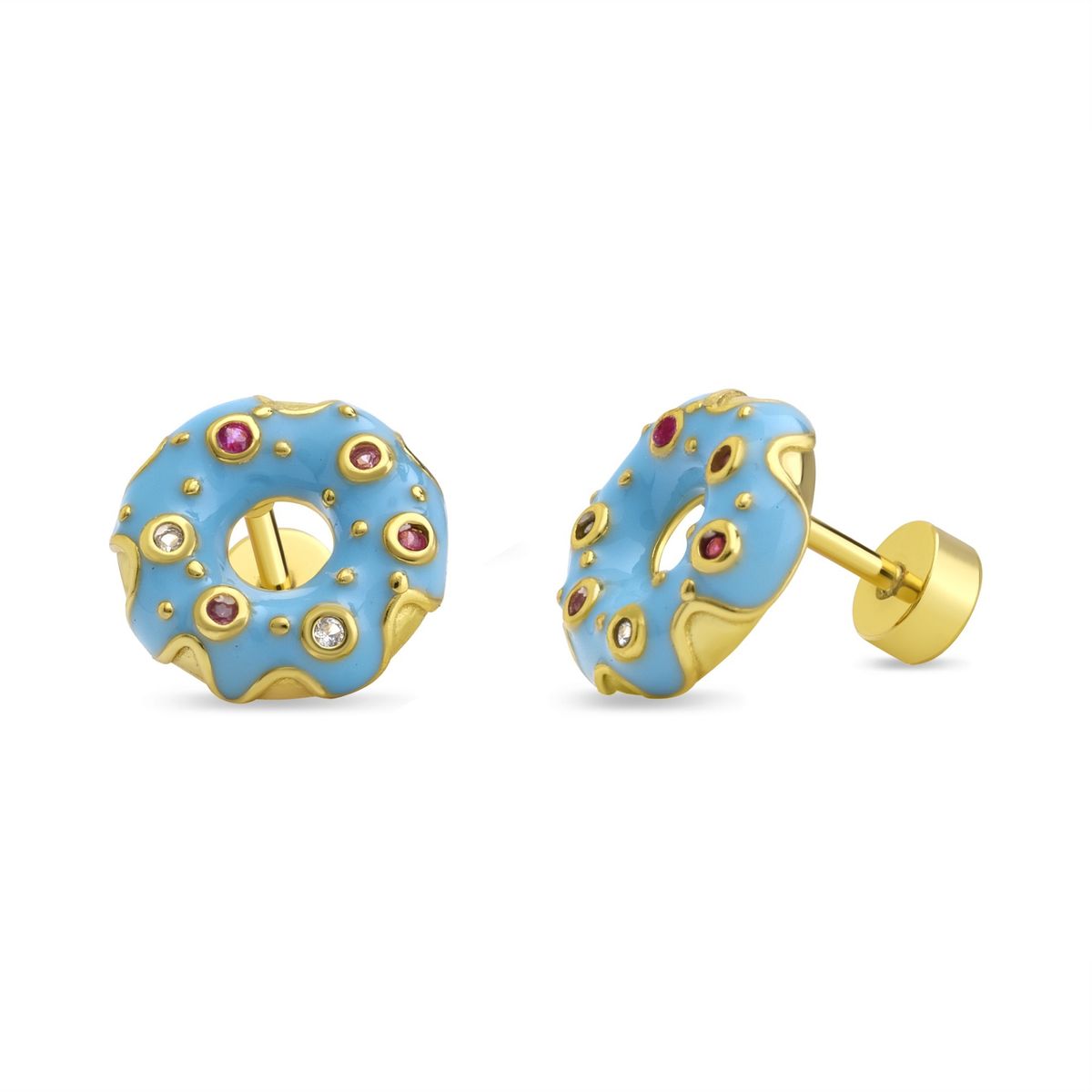 TIANA JOYAS - Aro de Donut con Esmalte y Circones de Plata 925 enchapados en Oro 18k