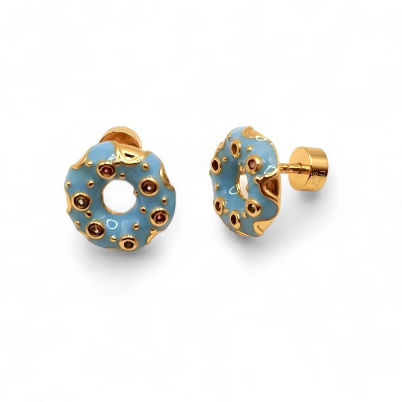 TIANA JOYAS - Aro de Donut con Esmalte y Circones de Plata 925 enchapados en Oro 18k