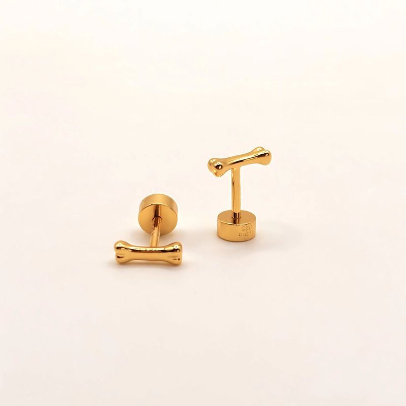 TIANA JOYAS - Aro de Hueso de Perrito de Plata 925 baño en Oro 18k Joya Niñas