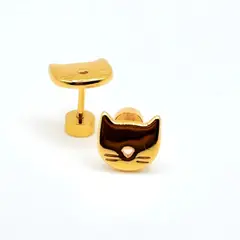 TIANA JOYAS - Aro de Gatito de Plata 925 enchapados en Oro 18k