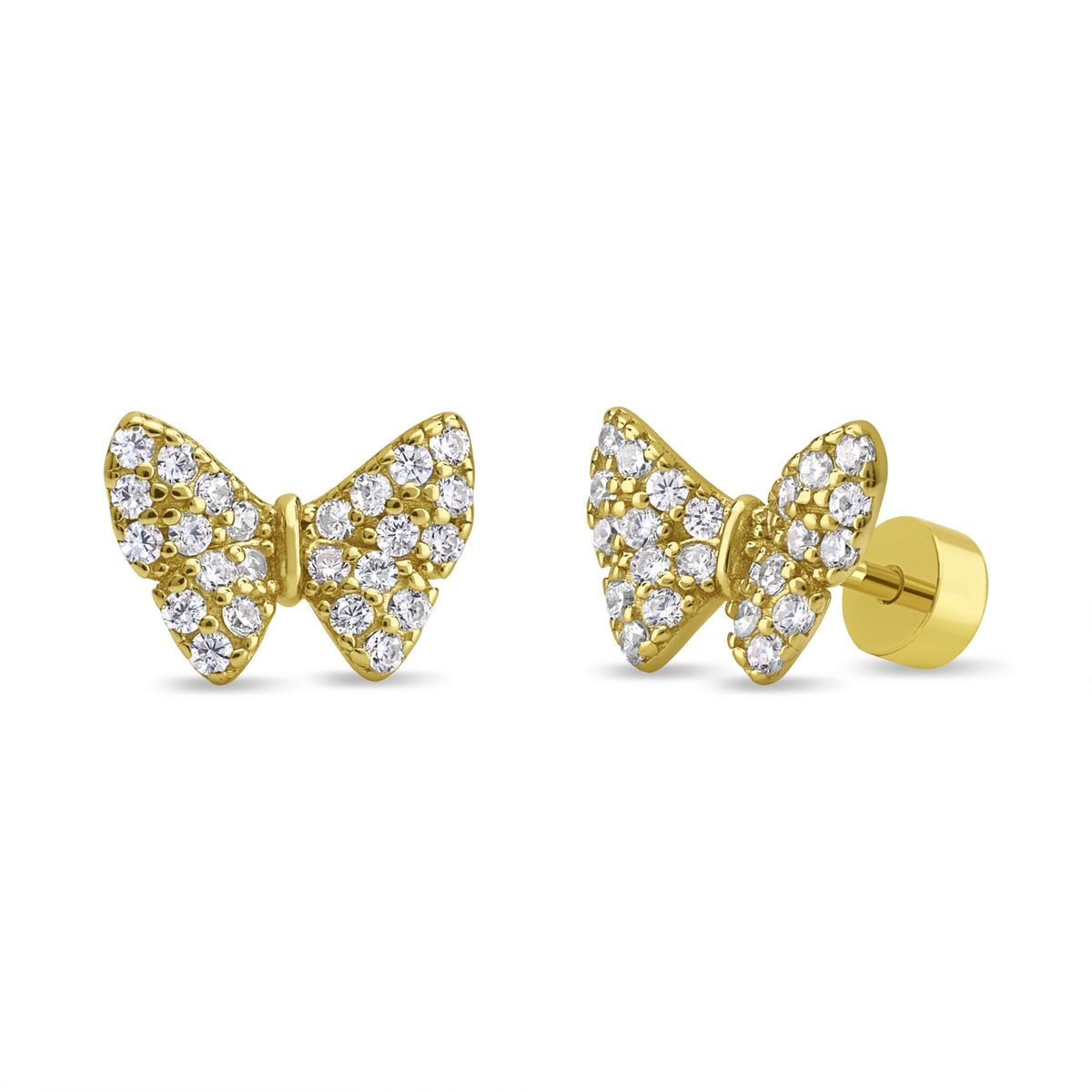 TIANA JOYAS - Aros Mariposa con Circones en Plata 925 baño Oro 18k Joya Niña