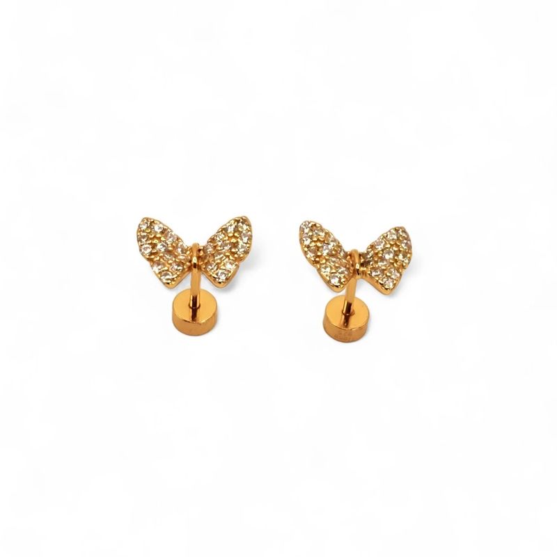 TIANA JOYAS - Aros Mariposa con Circones en Plata 925 baño Oro 18k Joya Niña