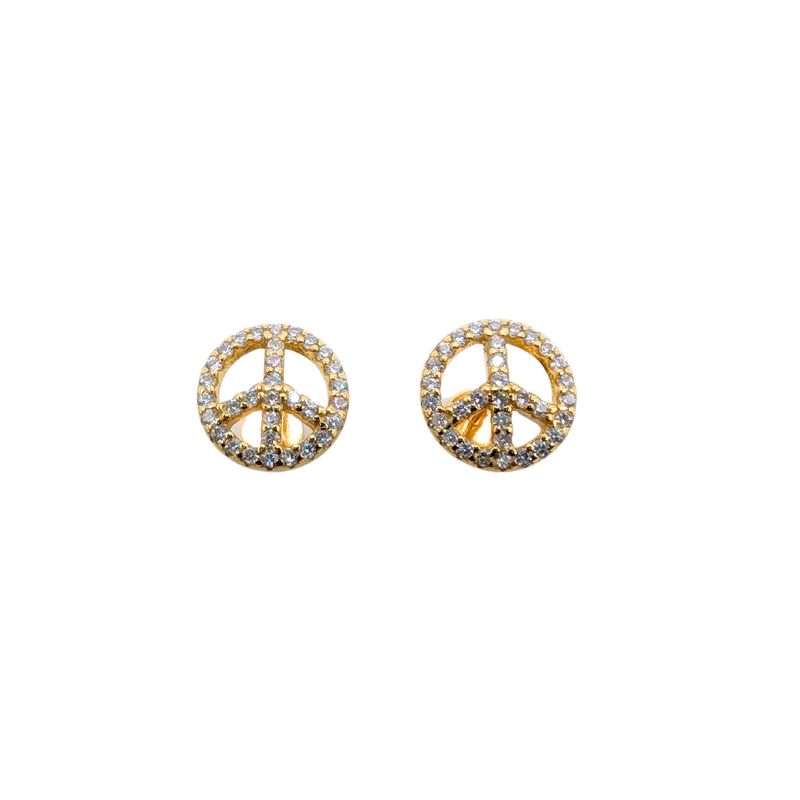 TIANA JOYAS - Aros de Símbolo de la Paz con Circones de Plata 925 y baño en Oro 18k
