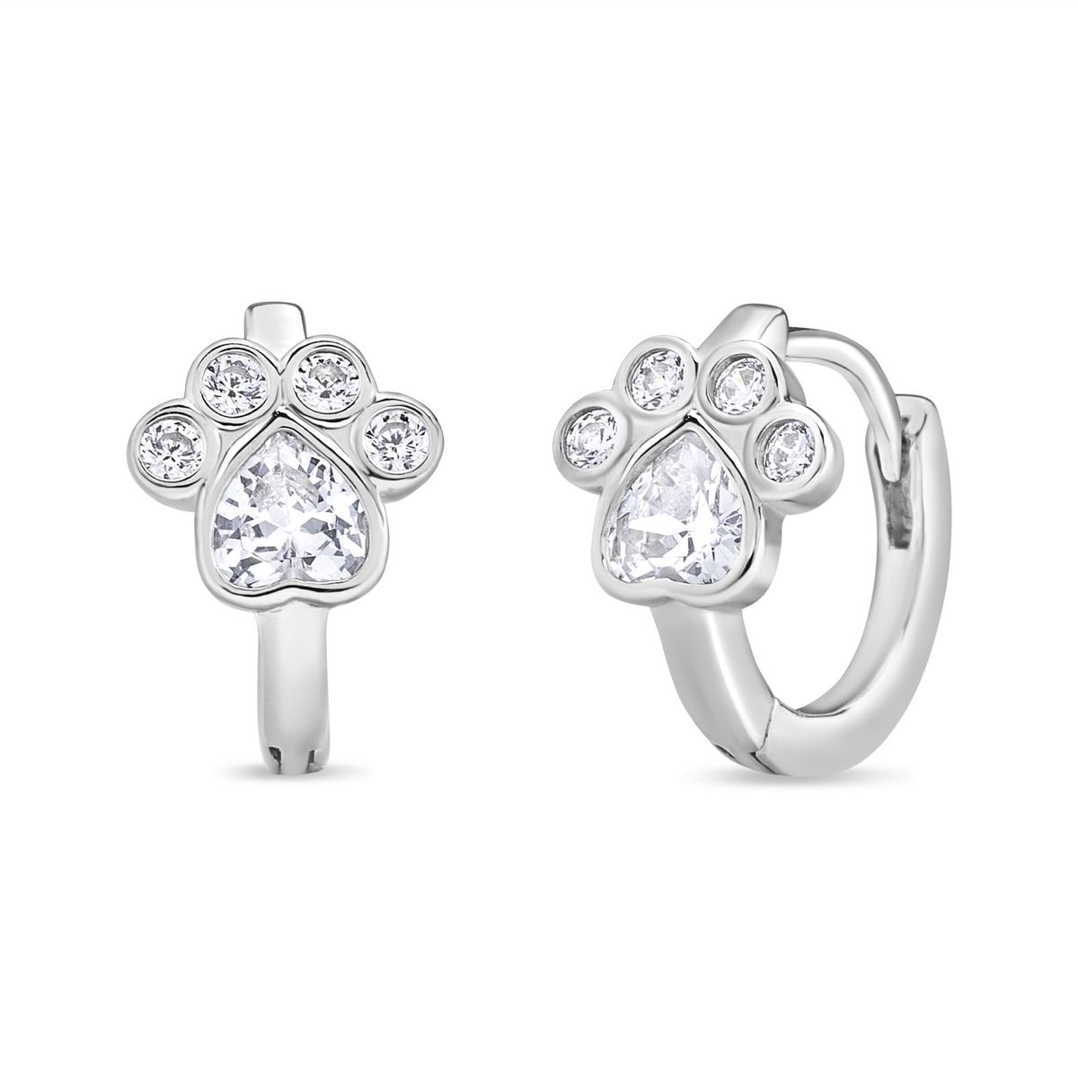 TIANA JOYAS - Aro Argollas de Huella de Perro con Circones de Plata 925