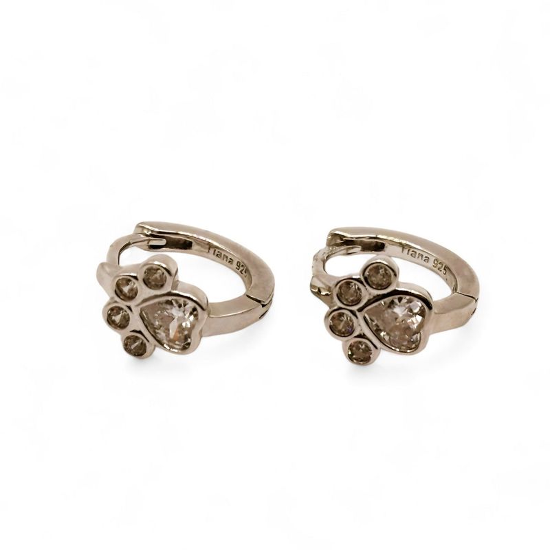 TIANA JOYAS - Aro Argollas de Huella de Perro con Circones de Plata 925