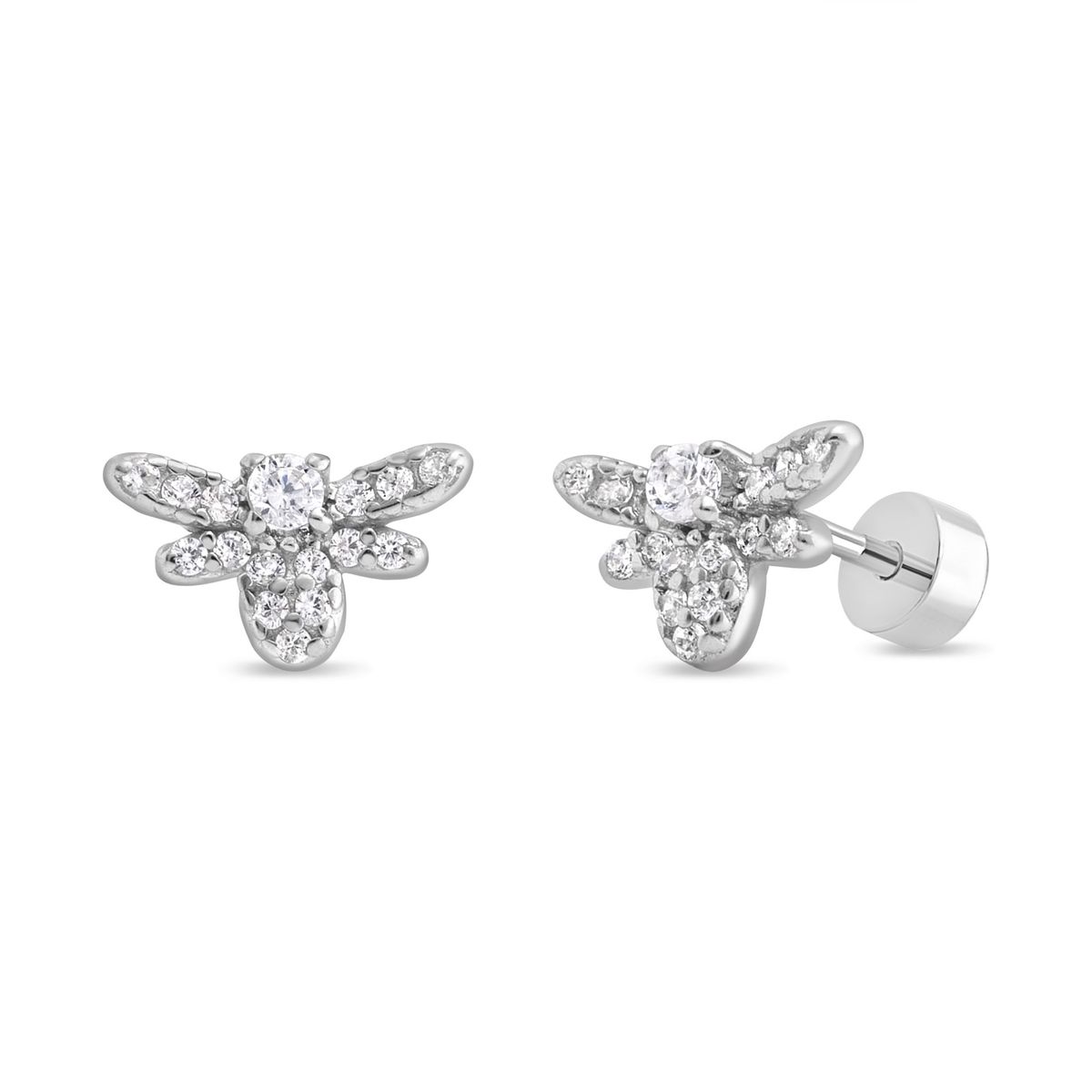 TIANA JOYAS - Aros de Abejas con Circones Trnasparentes de Plata 925