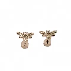 TIANA JOYAS - Aros de Abejas con Circones Trnasparentes de Plata 925