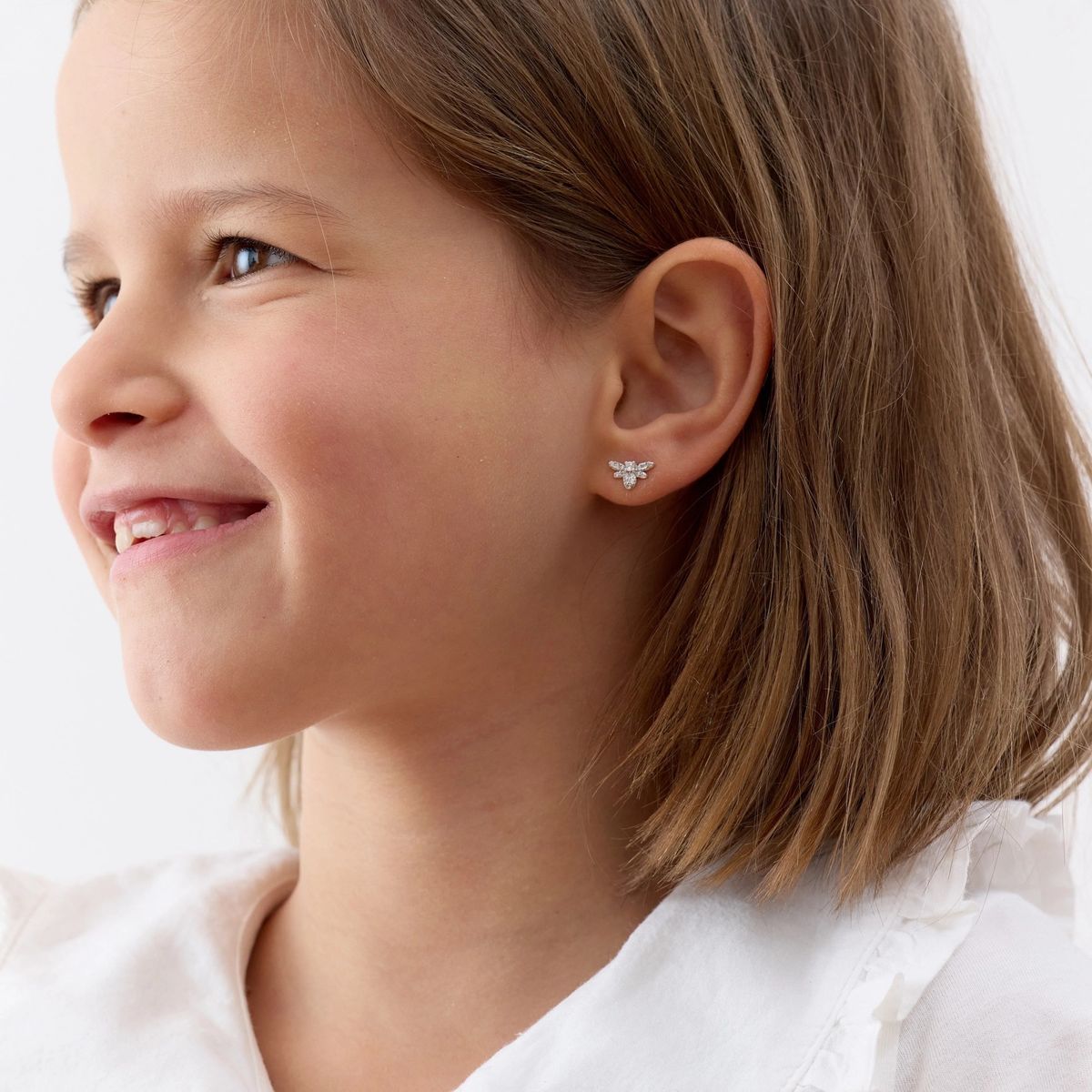 TIANA JOYAS - Aros de Abejas con Circones Trnasparentes de Plata 925