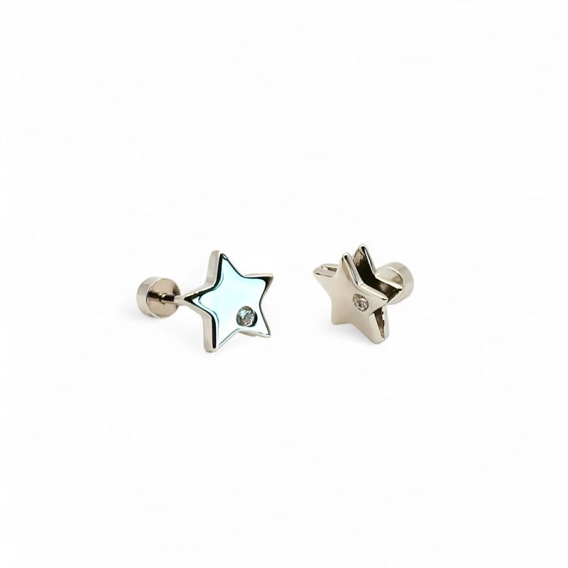 TIANA JOYAS - Aros de Estrella con un Circón de Plata 925