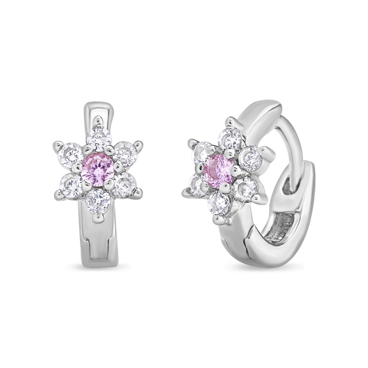 TIANA JOYAS - Aro Argollas de Flor con Circones de Plata 925