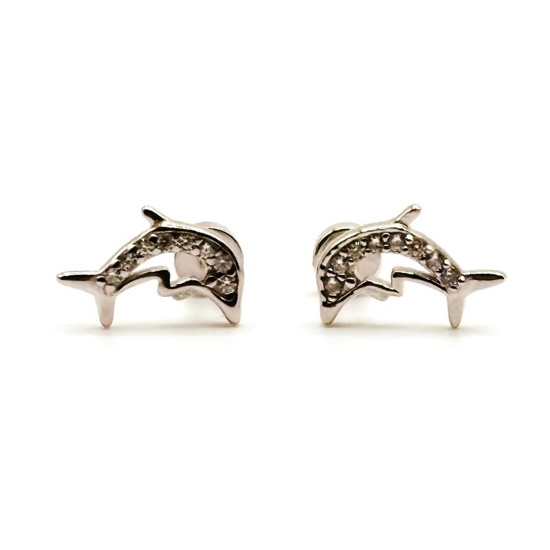 TIANA JOYAS - Aros de Delfin con Circones de Plata 925