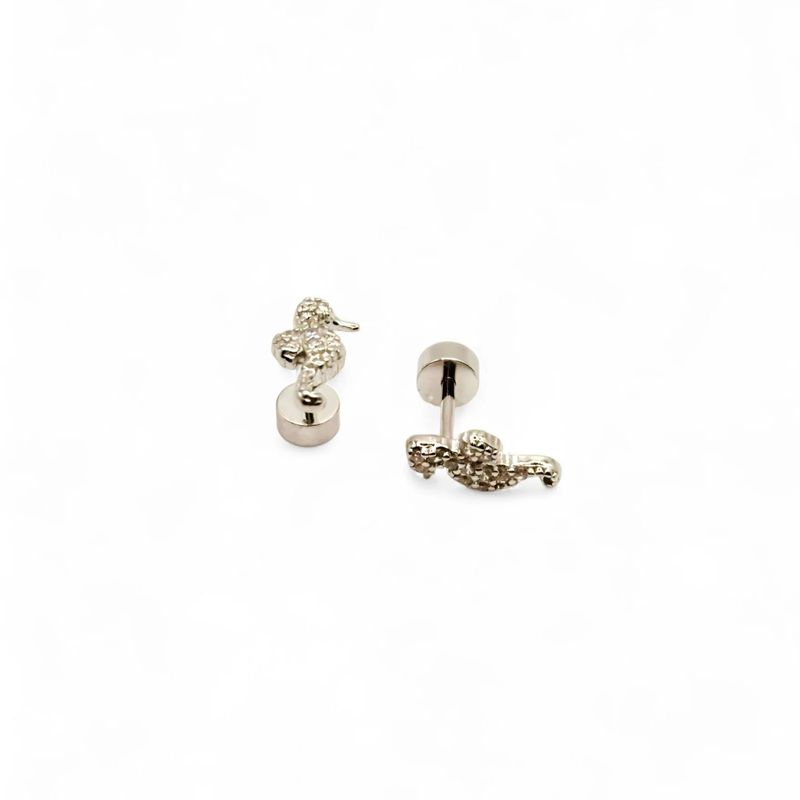 TIANA JOYAS - Aros de Caballito de Mar con Circones de Plata 925