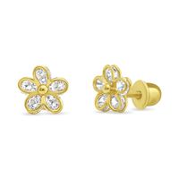 Aros de Flor de 8 mm con Circones de Plata 925 enchapados en Oro 18k
