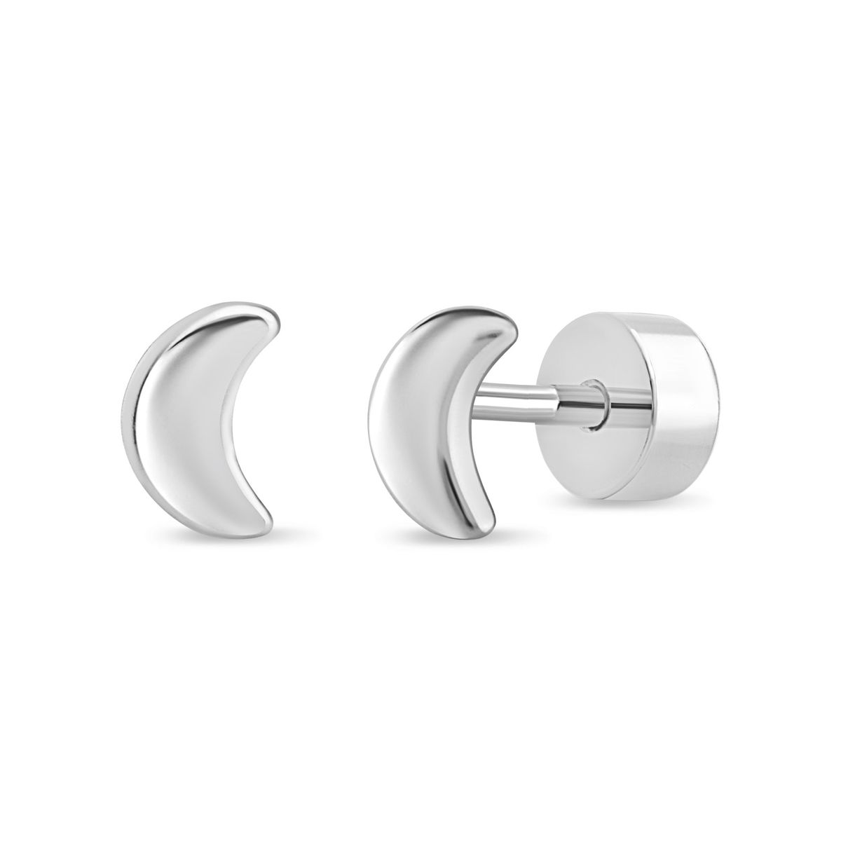 TIANA JOYAS - Aros de forma de Luna de Plata 925 Joya Infantil Regalo Niña