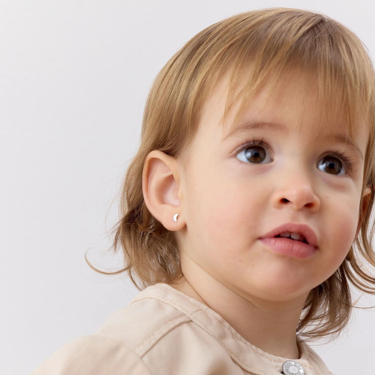 TIANA JOYAS - Aros de forma de Luna de Plata 925 Joya Infantil Regalo Niña