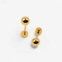 TIANA JOYAS - Aros Bola 5mm de Plata 925 enchapados en Oro 18k
