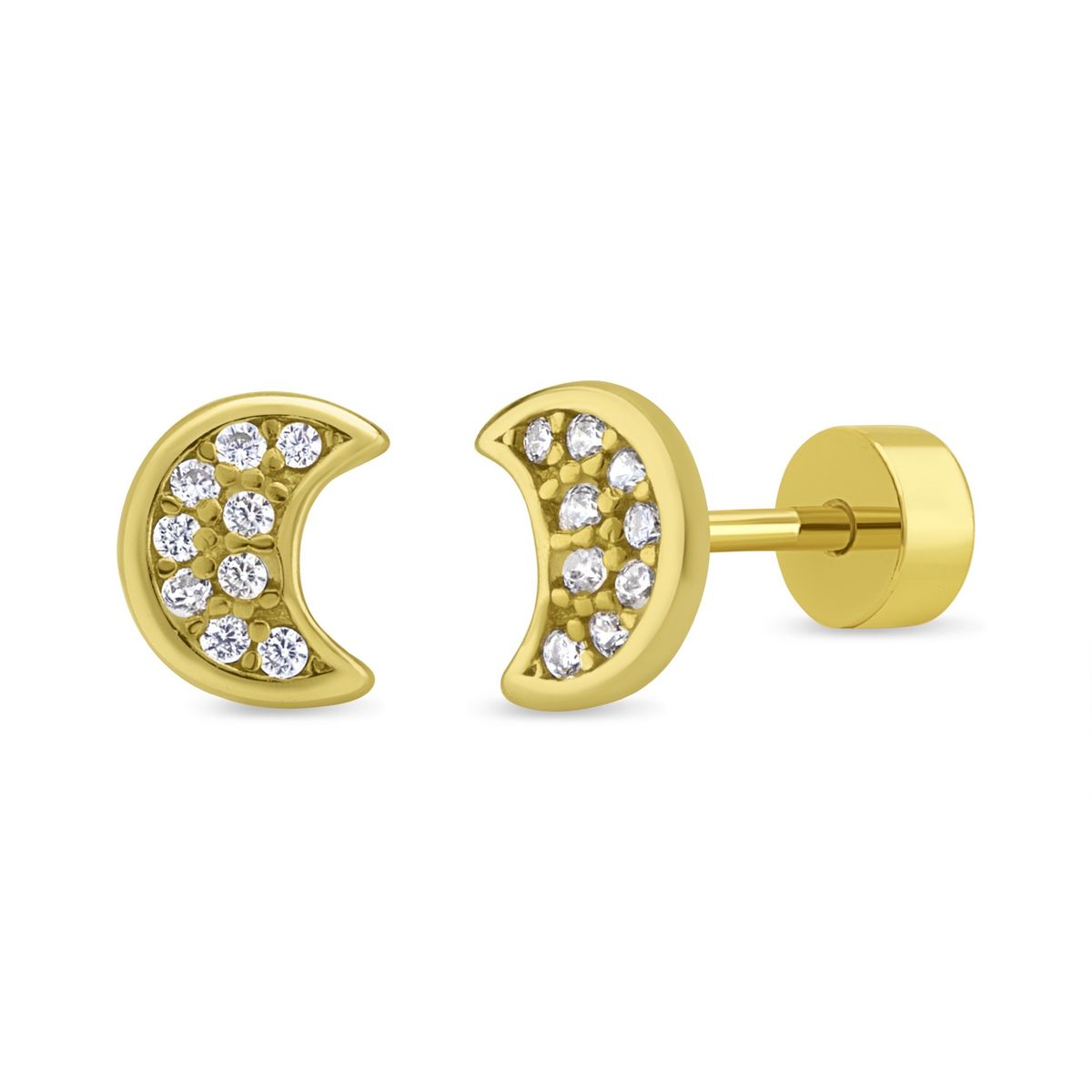 TIANA JOYAS - Aro de Media Luna con Circones en Plata 925 y baño de Oro 18k