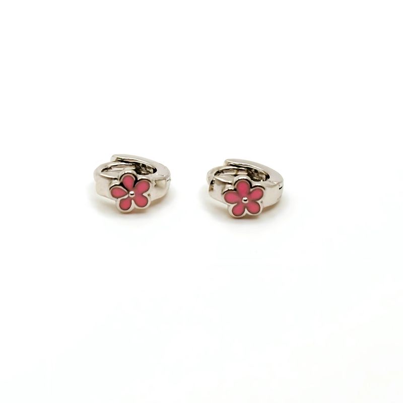TIANA JOYAS - Aros Argolla Flor Esmalte de Plata 925
