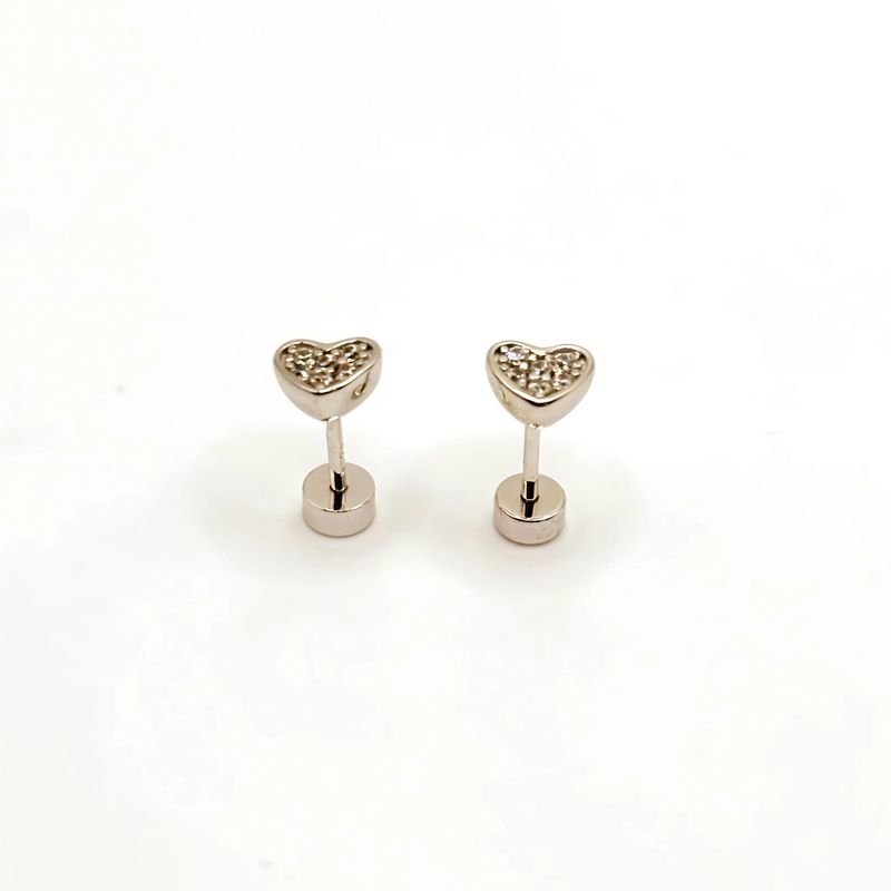 TIANA JOYAS - Aros de Corazón con Circones Transparentes de Plata 925