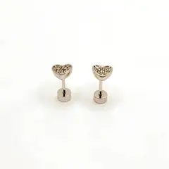 TIANA JOYAS - Aros de Corazón con Circones Transparentes de Plata 925