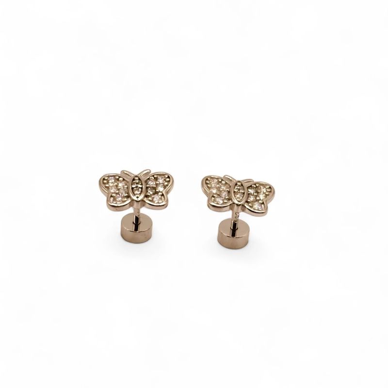 TIANA JOYAS - Aros de Mariposa con Circones Transparentes de Plata 925