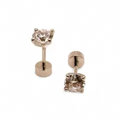 TIANA JOYAS - Aros Circón Solitario Transparente de Plata 925