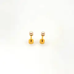 TIANA JOYAS - Aros de Perla Cultivada de 3mm de Plata 925 enchapados en Oro 18k