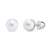 Aros de Perla Cultivada de 6mm de Plata 925