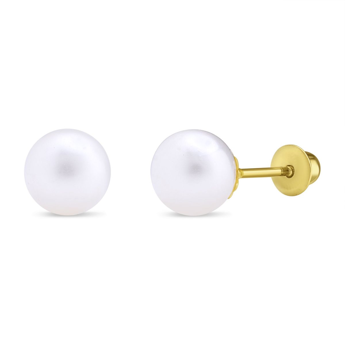 TIANA JOYAS - Aro de Perla Cultivada de 4mm 5mm o 6mm en Oro 18k