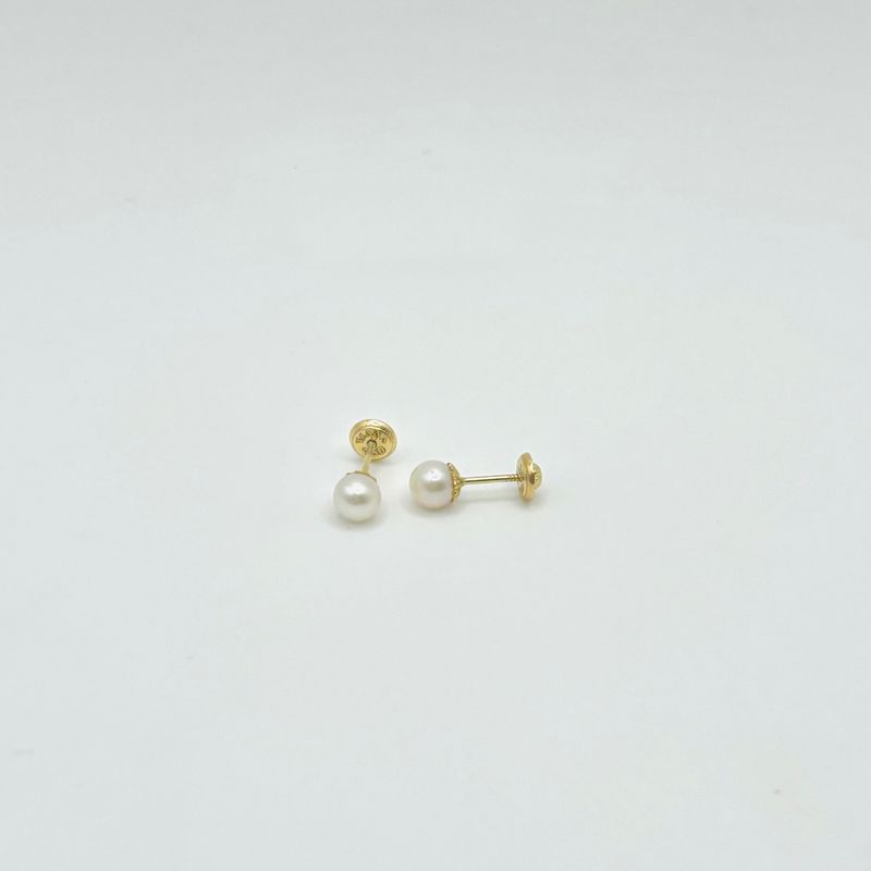 TIANA JOYAS - Aro de Perla Cultivada de 4mm 5mm o 6mm en Oro 18k