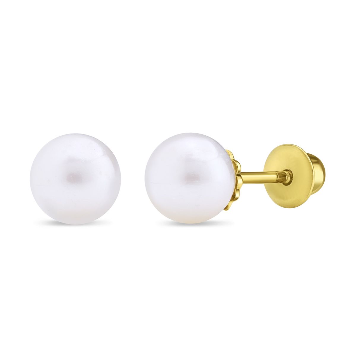 TIANA JOYAS - Aro de Perla Cultivada de 4mm 5mm o 6mm en Oro 18k