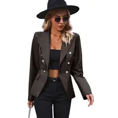 RURUTOTO - Chaqueta casual de cuero para mujer Beige.