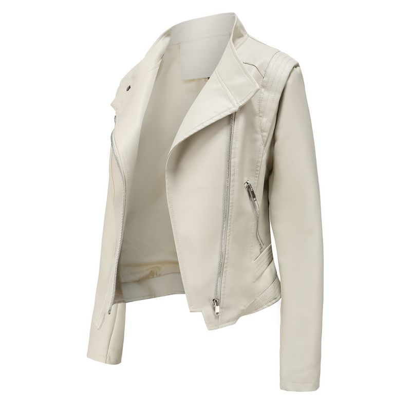 RURUTOTO - Chaqueta PU Mujer Liso Manga Larga Negro