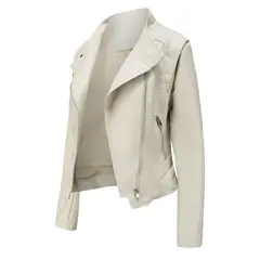 RURUTOTO - Chaqueta PU Mujer Liso Manga Larga Negro