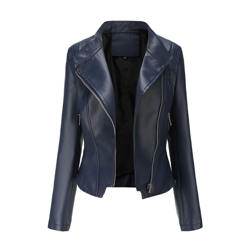 RURUTOTO - Chaqueta PU Mujer Liso Manga Larga Negro