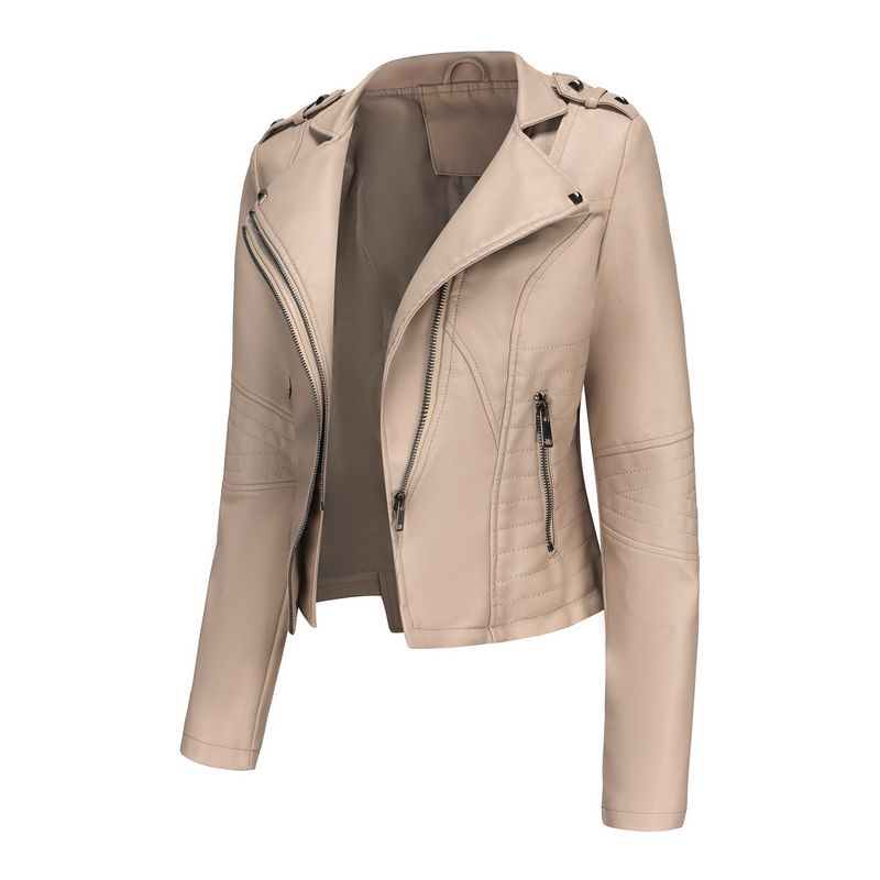 RURUTOTO - Chaqueta Eco Cuero Mujer Beige.