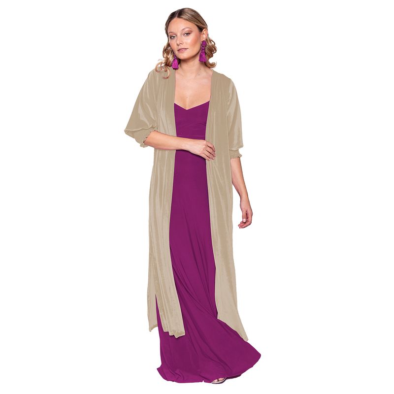 MARIA PASKARO - Tapado Kimono Santini Beige Terciopelo Maria Paskaro - Beige - LXL