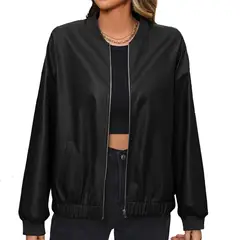RURUTOTO - Chaqueta PU Mujer Beige