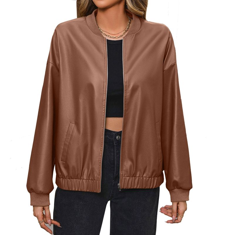 RURUTOTO - Chaqueta PU Mujer Beige