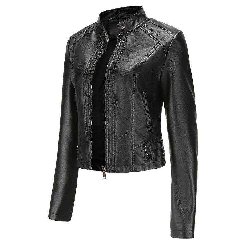 RURUTOTO - Chaqueta Biker PU Mujer Beige.